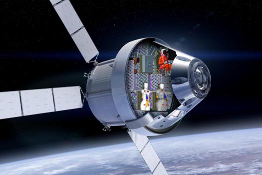 Vizualizace letu Orionu s fantomy Zohar a Helga s detektory z ÚJF