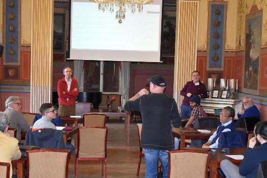 Standing from the left side: Tamás Kovács (chair), Ivan Horváth and Andrei Alexandru after one of workshop´s presentations